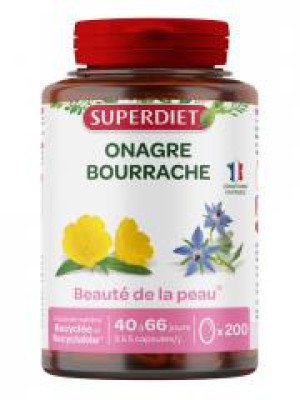 Superdiet Onagre Bourrache 200 Capsules - Pot 200 capsules