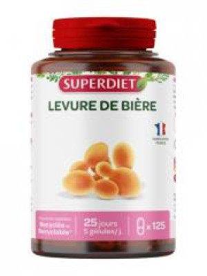 Superdiet Levure de Bière 125 Gélules - Boîte plastique 125 gélules