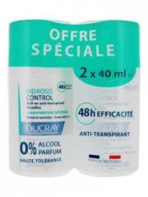 Ducray Hidrosis Control Roll-On Anti-Transpirant Aisselles Lot de 2 x 40 ml - Lot 2 x 40 ml