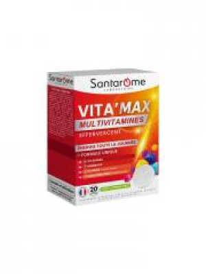 Santarome Vita'Max Multivitamines 20 Comprimés Effervescents - Boîte 20 comprimés