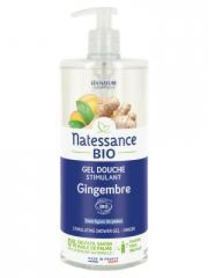 Natessance Gel Douche Stimulant Gingembre Bio 1 L - Flacon-Pompe 1000 ml