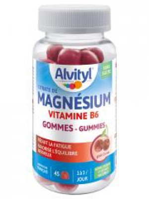 Alvityl Magnésium Vitamine B6 Cerise 45 Gummies - Pot 45 gommes