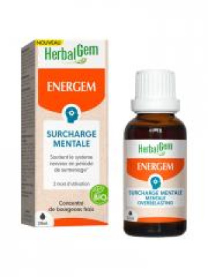 HerbalGem Energem Surcharge Mentale Bio 30 ml - Flacon compte goutte 30 ml