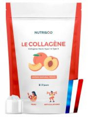 Nutri&Co; Collagène Marin Type I & II Arôme Pêche 190 g - Doypack 190 g