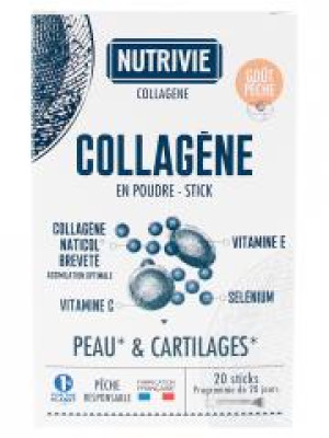 Nutrivie Collagène en Poudre 20 Sticks - Boîte 20 sticks de 5,5 g