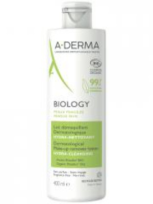 A-Derma Biology Lait Démaquillant Dermatologique Hydra Nettoyant Bio 400 ml - Flacon 400 ml
