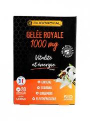 S.I.D Nutrition Oligoroyal Gelée Royale 1000 mg Énergie et Vitalité 20 Ampoules - Boîte 20 ampoules de 10 ml