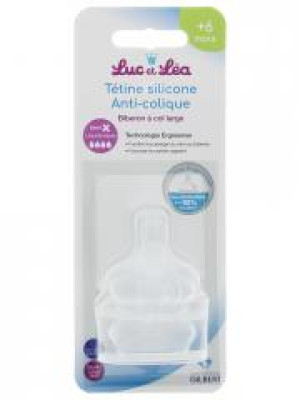 Luc et Léa Tétines Ergosense Anti-Colique Silicone Débit Liquide Épais 2 tétines - Blister 2 tétines
