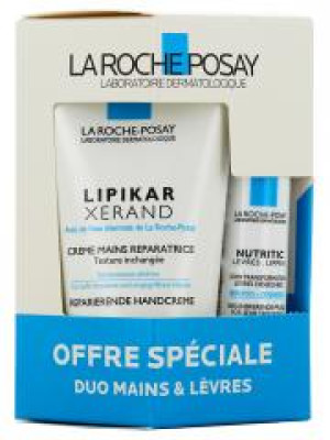La Roche-Posay Lipikar Xerand Crème Mains Réparatrices 50 ml + Nutritic Intense 4,7 ml Offre Spéciale - Coffret 1 crème mains + 1 stick à lèvres