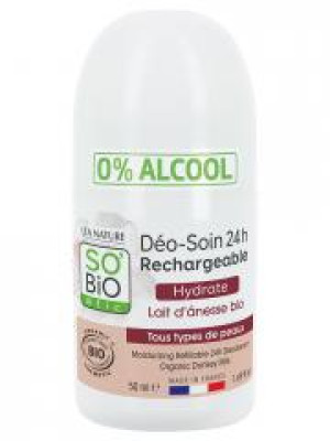 Léa Nature SO BIO étic Déo-Soin 24H Lait d'Ânesse Roll-On Biologique 50 ML - Flacon-Bille 50 ml