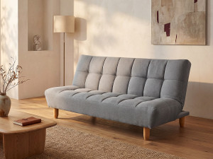 Unique Sofá cama 3 plazas de tela ESTEBAN - Gris