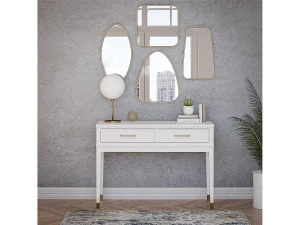 CosmoLiving by Cosmopolitan Mesa consola con 2 cajones en MDF blanco