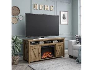Dorel Home Lowboard con chimenea eléctrica en aglomerado de roble
