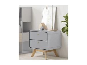 Loft24 Mesita de noche con 2 cajones en tablero aglomerado gris
