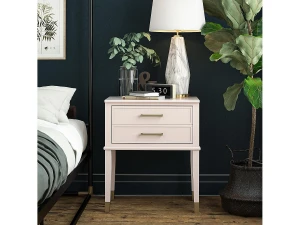 CosmoLiving by Cosmopolitan Mesa auxiliar con 2 cajones en MDF rosa