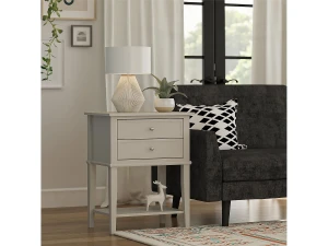 Dorel Home Mesa decorativa con 2 cajones en MDF topo