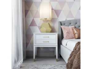 CosmoLiving by Cosmopolitan Mesa auxiliar con 2 cajones en MDF blanco