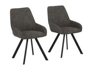 Loft24 Juego de 2 sillas de comedor tapizadas en microfibra antracita