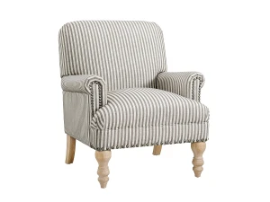 Dorel Home Silla decorativa en lino beige a rayas