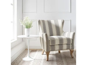 Dorel Home Silla decorativa en lino tejido con rayas grises
