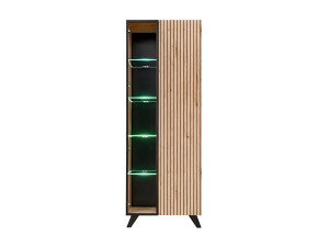 Meublorama Hoge design vitrinekast NIELSEN - 2 deuren met geïntegreerde LED-verlichting
