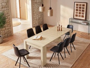 Unique Mesa consola extensible ONEGA - 10 comensales - 4 extensiones - Roble