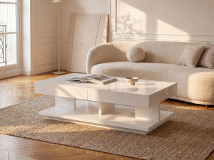 Vente-unique Salontafel ARAMIS met opbergruimte - Wit gelakt MDF