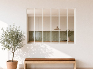 Vente-unique Divisória de atelier em alumínio termolacado branco de 180x130 cm - BAYVIEW
