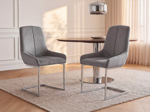 Unique Lote de 6 sillas de terciopelo y metal - Gris - BERLONA