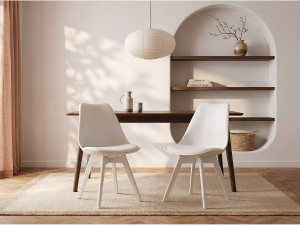 Vente-unique Set van 6 stoelen JODY - Polypropyleen en beukenhout - Wit