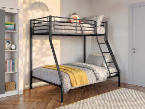 Vente-unique Stapelbed ELEVATIO IV - 90 en 140 x 190 cm - Staal - Zwart