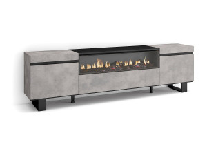 Skraut Home TV-Meubel, Lowboard, 200x35x57cm, Voor tv's tot 80", Elektrische haard, Industrieel design, Cement