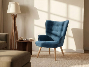 Vente-unique Fauteuil van stof VATELY - Blauw