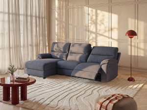 Vente-unique Elektrische relaxhoekbank hoek links van antraciete stof LUNANO