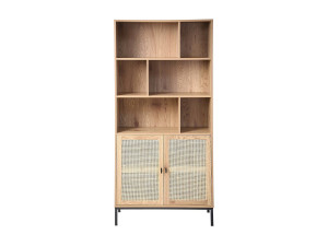 Calicosy Boekenkast - 6 Vakken en 2 Deuren - Natuurlijk Rotan - L80 x H175 cm - JAYA