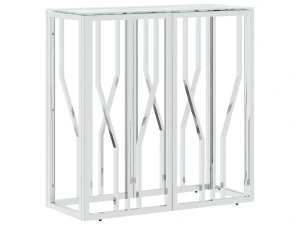 vidaxl Mesa consola acero inoxidable y vidrio 70x30x70 cm