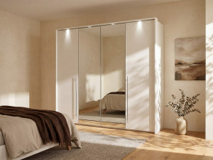 Vente-unique Kast met 2 deuren - met spiegel en LEDs - L. 255 cm - Wit - INGINA
