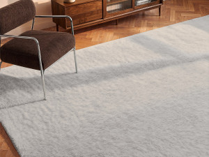 Vente-unique Shaggy hoogpolig vloerkleed met bontlook - 160 x 230 cm - Grijs - BUNNY