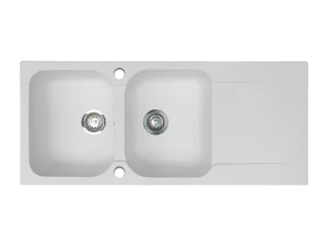 Lisse fregadero reversible 2 cubetas 1 escurridor en resina blanca Essebagno
