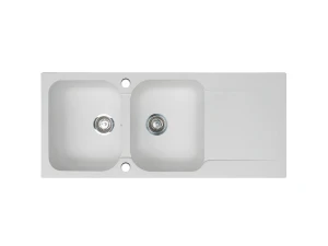 Lisse fregadero reversible 2 cubetas 1 escurridor en resina blanca Essebagno