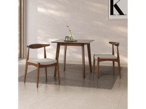VS Venta-stock Set van 2 Corzo stoelen in Walnoot kleur, Massief hout, 52,5 x 50 x 74,5 cm