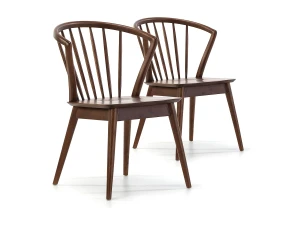 VS Venta-stock Pack 2 sillas Mura Color Nogal, Madera Maciza, 55 x 58,5 x 84 cm
