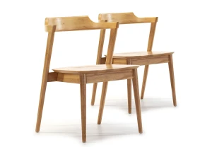 VS Venta-stock Pack 2 sillas Venus Color Roble, Madera Maciza, 58 x 57,5 x 76 cm