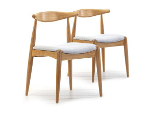 VS Venta-stock Set van 2 Corzo eetkamerstoelen in eiken kleur, massief hout, 52,5 x 50 x 74,5 cm