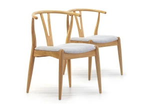 VS Venta-stock Pack 2 sillas Rustic Color Roble, Madera Maciza, 55 x 54,5 x 76 cm