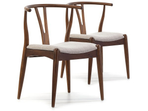 VS Venta-stock Set van 2 stoelen Rustic Kleur Walnoot, Massief Hout, 55 x 54,5 x 76 cm