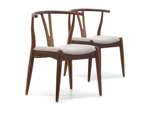 VS Venta-stock Pack 2 sillas Rustic Color Nogal, Madera Maciza, 55 x 54,5 x 76 cm