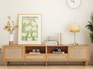 ModernLuxe Móvel TV 200cm MDF - 2 portas e 2 compartimentos - estilo campestre - Natural