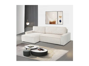 Habitat et jardin Sofá esquinero convertible y reversible de pana "Montaigne" - 3 plazas - Beige