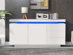 ModernLuxe Modern dressoir met LED - 2 deuren en 3 lades - Wit